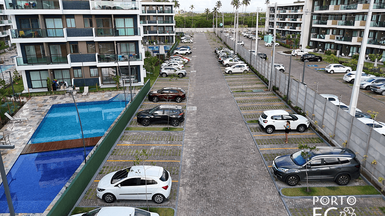 Apartamento frente piscina no Makia em Muro Alto